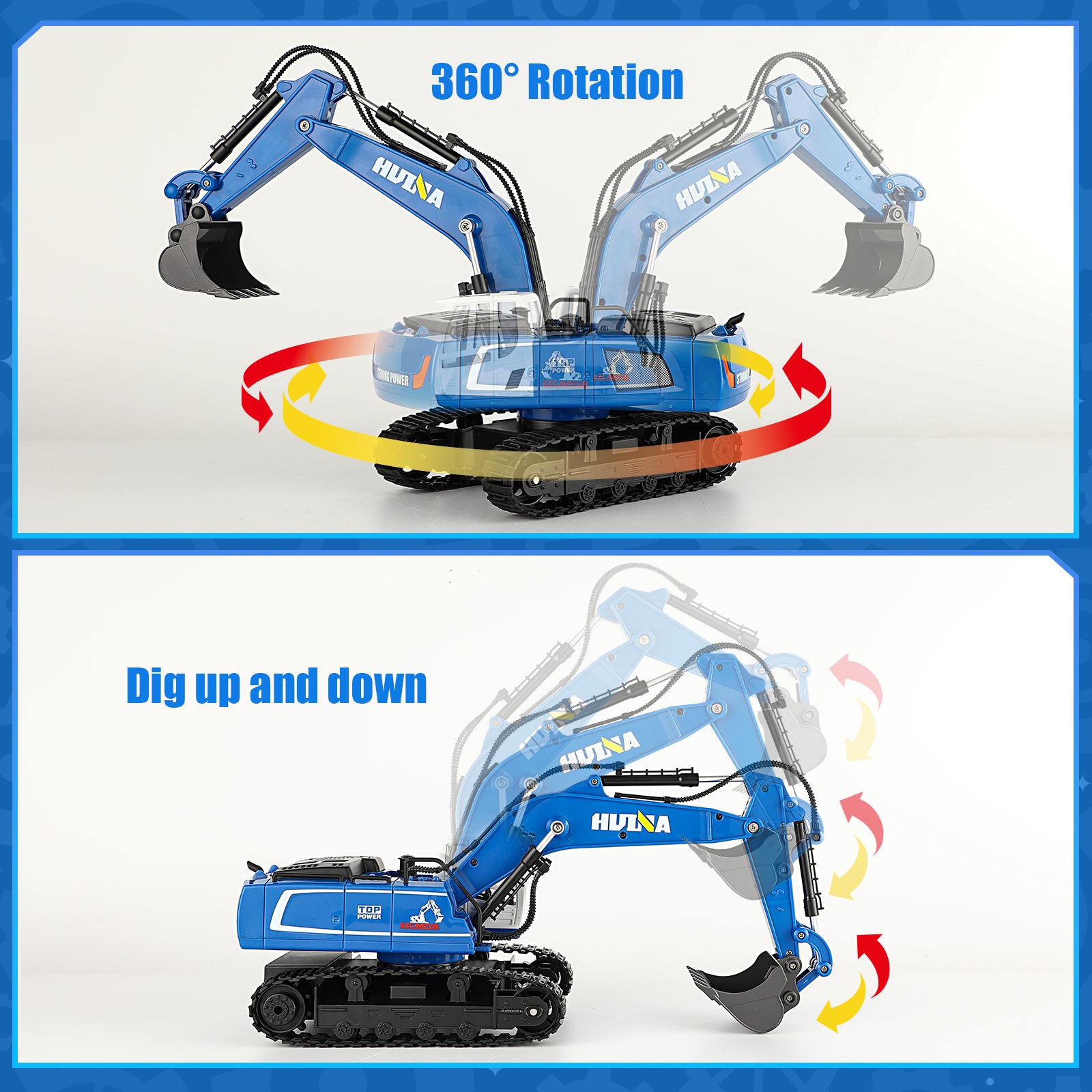 Huina 1558 1:18 Remote Control Semi-alloy Excavator Toy