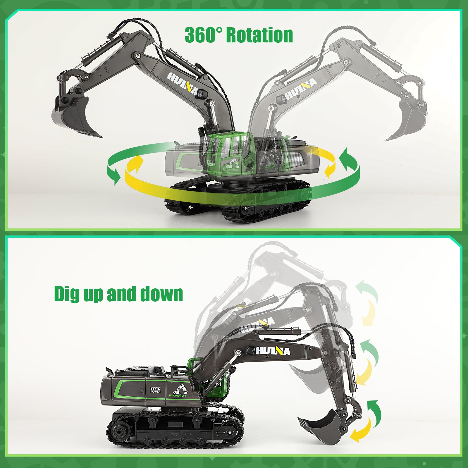 Huina 1558 1:18 Remote Control Semi-alloy Excavator Toy