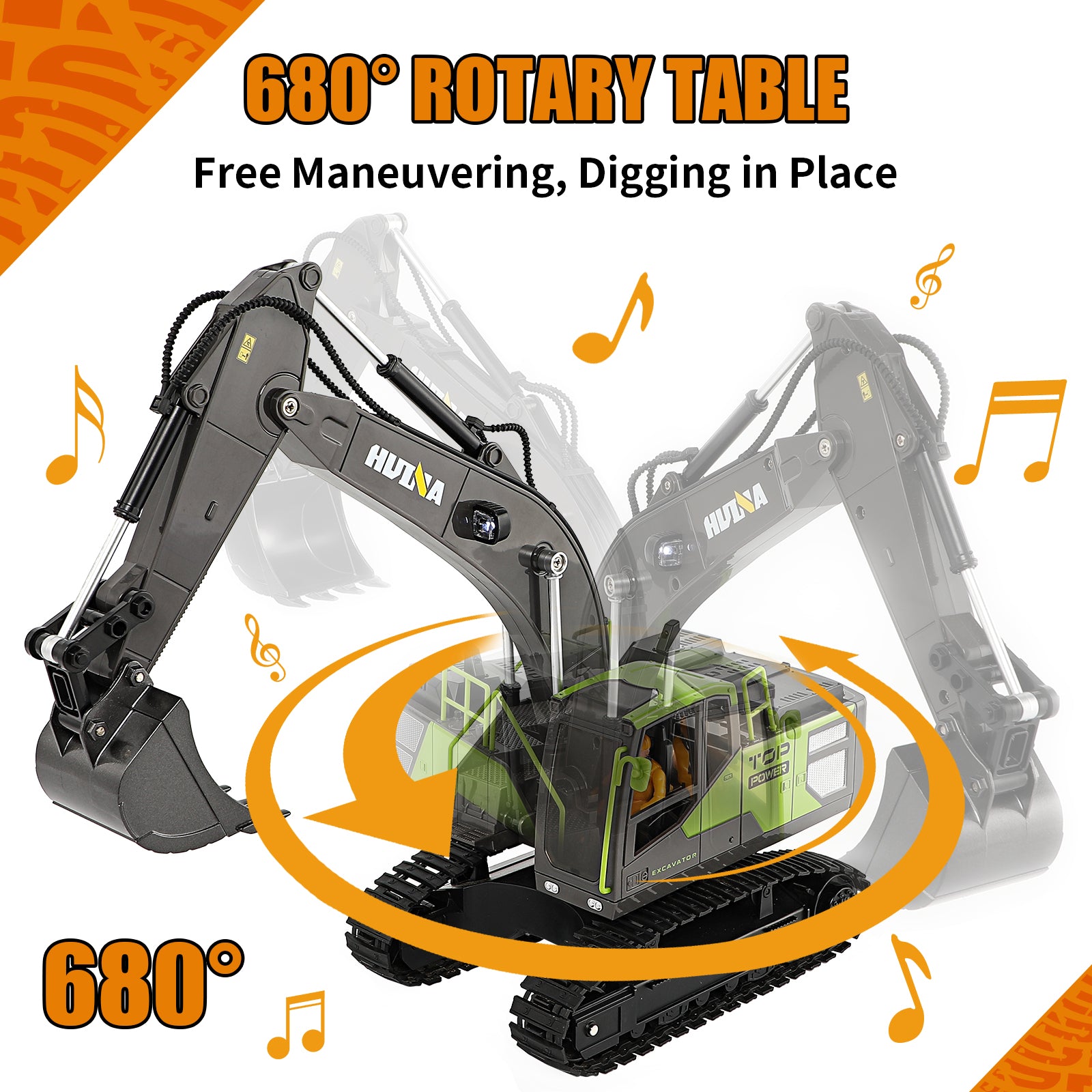 Huina 1661 1:18 Semi-alloy Remote Control Excavator Toy