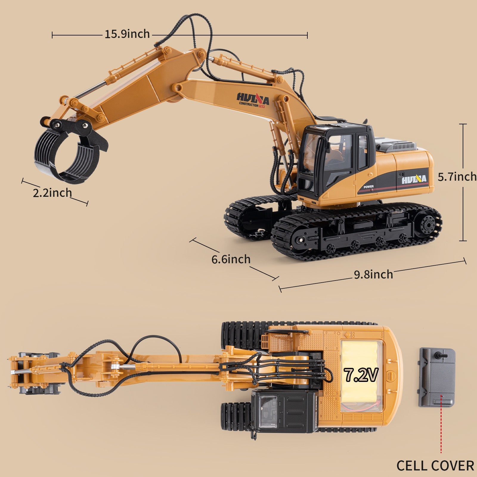 Huina 1570 1:14 Semi-alloy Remote Control Wood Grabber Toy