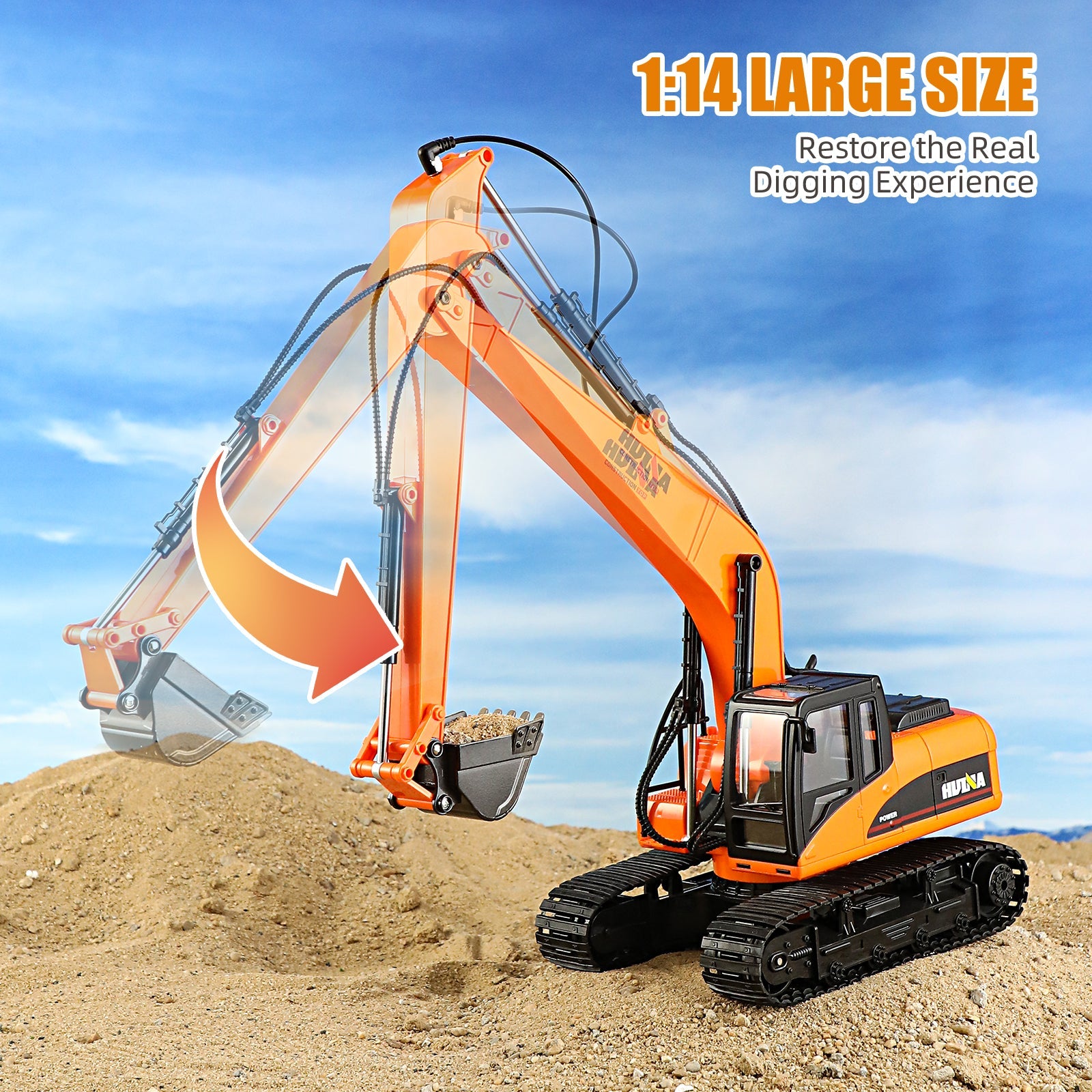 Huina 1551 1:14 Long Boom RC Excavator (2024 Model)