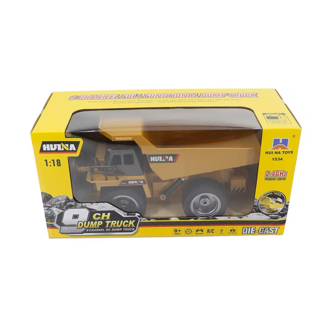 Huina 1534  1：18  Nine-channel Semi-alloy Remote Control Dump Truck