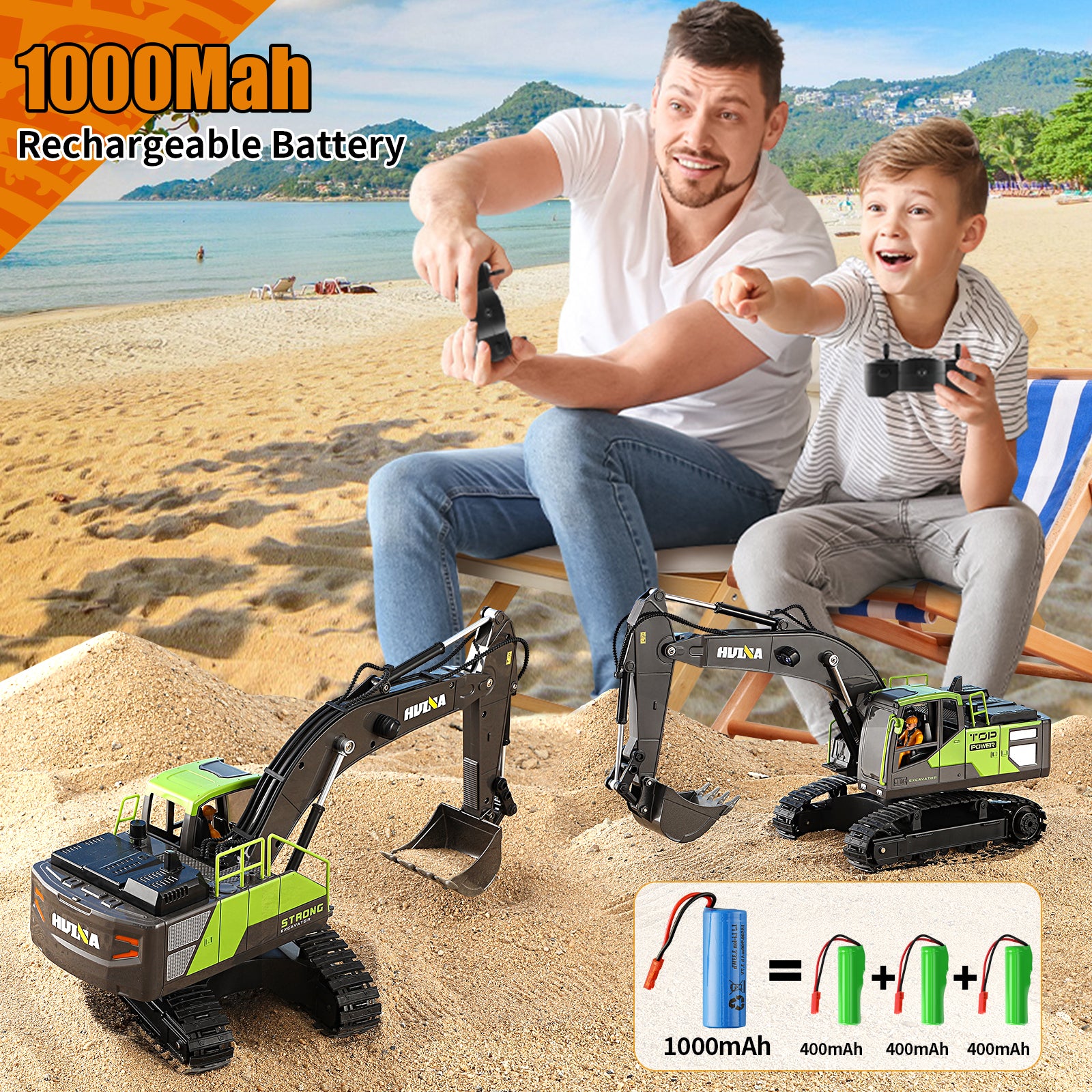 Huina 1661 1:18 Semi-alloy Remote Control Excavator Toy